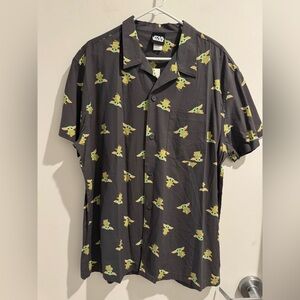 NWT Disney Star Wars Button Down Shirt Mandalorian Grogu Yoda Mens Size 2XL